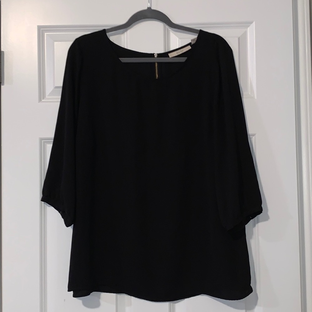 Sejour Black Chiffon Zipper Back Blouse